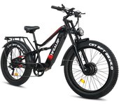 Tifgalop Bicicleta eléctrica ES7 Pro de 26 pulgadas, motor doble, 15000 W, 52 V, 21 Ah, suspensión total negro