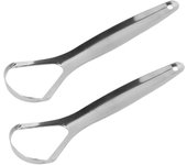 2 raspadores de lengua para adultos, portátiles, reutilizables, de acero inoxidable, para refrescar el aliento. Large