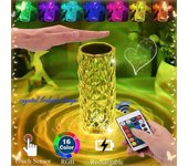 Lámpara de escritorio de cristal LED DIY, lámpara rosa, proyector de 3/16 colores, táctil, ajustable, luz romántica de ambiente de diamante, luz nocturna táctil USB, regalo de vacaciones 1 color mini