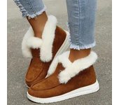 Nuevas botas de nieve de piel de felpa cálidas de invierno para mujer, botas de tobillo cómodas y sin cordones, calzado de gamuza para mujer, botas femeninas D278 36