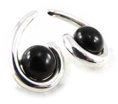 Les Trésors De Lily [H3469] - Boucles Argent 'Déesse Noir de Jais' noir argenté (rhodié) - 15x8 mm