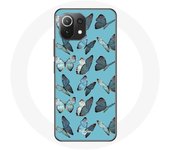 Coque pour Xiaomi Mi 11 Lite papillons Fond bleu