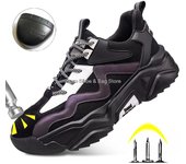 Zapatos de seguridad de alta calidad a la moda, botas con punta de acero para hombres y mujeres, zapatillas de trabajo a prueba de pinchazos, botas de trabajo protectoras transpirables para hombres, deportivas 36
