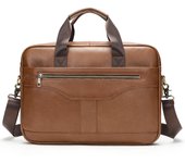 Maletín de cuero genuino para hombre, bolso bandolera de negocios, bolso vintage de piel de vaca con capa para computadora portátil café