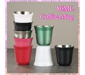 Taza de café expreso de acero inoxidable con aislamiento de doble pared, cápsula de café, taza de metal para beber, para el hogar, interior o exterior. 80ML blanco