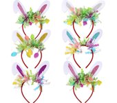 with Striped Ribbon Rabbit Headband Decor Happy Easter Party Costume  Party Favor Supplies Silver Ear