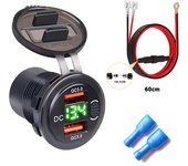 12-24V Universal Dual USB 4.2A Enchufe del cargador del barco de la motocicleta del coche con botón de ENCENDIDO/APAGADO y pantalla de voltaje Carga rápida modificada para automóvil Luz azul Without Cable
