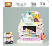 LOZ 1731 Dream Amusement Park Rainbow Cake Pan Shop Restaurante DIY Mini bloques de construcción de juguete sin caja