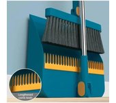 Juego de escoba y recogedor plegable para el hogar, cepillo suave, batidor, tira de escoba, antiadherente, para barrer el cabello, limpiar y raspar Blue Set