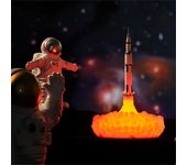 Lámpara de escritorio de cohete con impresión 3D, lámpara de mesita de noche, luz LED nocturna cálida, recargable por USB para el hogar Rocket I Type blanco