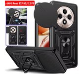 Funda protectora para OPPO Reno 12F 5G, funda deslizante para lente de cámara, anillo protector, funda con soporte para OPPO Reno 12 FS Capa for OPPO Reno 12 FS azul
