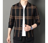 Chaqueta informal con botones para hombre, chaqueta de punto con estampado a cuadros, cárdigan de punto de talla grande para otoño e invierno. 4XL