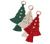 Cuenta de decoración de árbol de Navidad interior con estrella de madera colgante de pared cuerda de algodón Navidad A