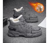 Nuevas botas de invierno para hombre, zapatos de felpa, botas de nieve para hombre, zapatillas informales para exteriores, zapatos cálidos con cordones, botines antideslizantes para hombre 39
