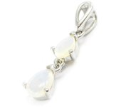 Les Trésors De Lily [I2612] - Pendentif Argent artisanal 'Déesse Opale' blanc argenté (rhodié) - 25x5 mm