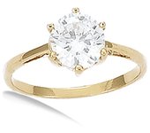 Anillo Solitario Chapado en Oro Blanco Dorado - Ø 7 mm 52 oro