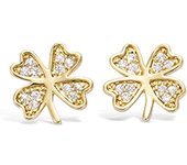 Les Trésors De Lily [N5318] - Pendientes chapados en oro 'Clovers' oro blanco - 10x10 mm oro