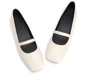 Zapatos Mary Jane informales para mujer, zapatos planos tipo ballet, zapatos planos con punta cuadrada y correa en el tobillo, zapatos para caminar livianos, zapatos de vestir cómodos sin cordones para mujer 35 negro