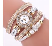 Relojes de mujer moda Vintage tejido abrigo reloj de pulsera de cuarzo pulsera para damas beige