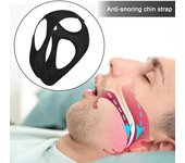 Correa para la barbilla para dormir, correa antironquidos transpirable, diadema ajustable para prevenir los ronquidos, para hombres y mujeres negro