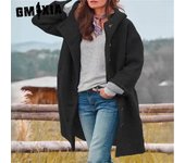 GMXIA Chaquetas y abrigos con cuello tipo POLO de manga larga para otoño e invierno con estampado de celosía informal vintage para mujer XS negro
