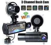 Cámara grabadora de conducción con WiFi de 3 grabaciones, grabadora de visión nocturna, cámara de tablero, grabadora de conducción con monitoreo de estacionamiento, cámara DVR para automóvil, grabadora delantera y trasera para cabina WiFi Driving Recorder