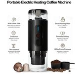 Cafetera automática portátil con calefacción inalámbrica de 7500 mAh, máquina de café espresso con cápsula eléctrica de 20 bares para viajes al aire libre y en casa blanco