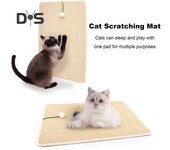 Alfombrilla rascadora para gatos, alfombrilla rascadora de Sisal Natural con bola de felpa, Protector de muebles, suelos de paredes antideslizantes, alfombrilla rascadora para gatos marrón claro