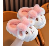 Nuevas y lindas zapatillas de felpa con dibujos de conejos para niños, suaves, antideslizantes, cálidas, para invierno, para bebés, niños y niñas, zapatos de algodón para interiores y hogares 22-23