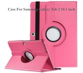 Funda para Samsung Galaxy Tab 2 de 10,1 pulgadas con tapa giratoria de 360 ​​grados, Funda de cuero PU Tab2 N8000 N8010 N8020 N8005, funda para tableta color rosa