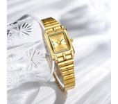 Exclusivo para Leibinji LIEBIG Reloj clásico cuadrado con incrustaciones de diamantes para mujer, reloj con correa de acero para parejas de hombres y mujeres