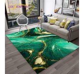 Lujosa alfombra 3D de mármol de Color negro, verde y dorado para el hogar, sala de estar, sofá, felpudo decorativo, alfombra para área de niños, alfombra antideslizante 40x60cm