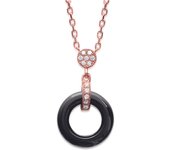Les Trésors De Lily [L3894] - Collier Plaqué Or 'Sissi' noir (céramique) rosé - 12 mm negro