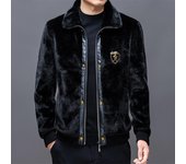 Abrigo de visón de una pieza de piel de visón dorado de invierno para hombre chaqueta de lana de visón cálida abrigo de moda Casual 4XL
