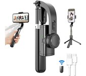 Estabilizador de cardán de mano Q08 con Bluetooth, palo Selfie para teléfono móvil, soporte ajustable para Selfie para IPhone/Huawei XIAOMI L08 BLACK