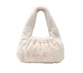 1342 Bolso tote pequeño horizontal de piel sintética de ecopiel esponjosa con un solo hombro SC Baby Lou Dumpling A [Rootote] (04 Leche)