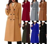 Abrigo de lana de Color liso para mujer, abrigo largo de estilo europeo de talla grande S-5XL, otoño e invierno, abrigo de lana para mujer 2XL verde del ejército