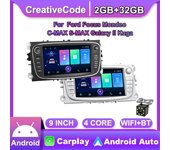 2 DIN Carplay Auto Radio Android coche multimedia reproductor de vídeo para Ford Focus Mondeo C-MAX S-MAX Galaxy II Kuga 7  HD pantalla Mirror Link GPS 2 + 32GB 1+16GB negro