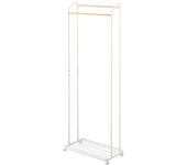 Perchero tipo torre Yamazaki Jitsugyo con ruedas, color blanco, aprox.. Perchero 3516 (An. 67 x Pr. 35 x Al. 172,5 cm)