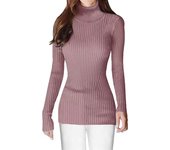 Otoño e Invierno suéter de mujer cuello alto camisa de fondo acanalado lindo fino cálido suéter de moda XS negro