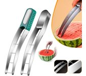 Cortador de sandía de acero inoxidable, cortador de cubos de sandía, cuchillos de fruta de sandía seguros, cortador de melón para utensilios de cocina
