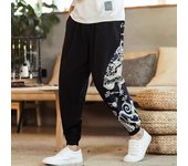 Pantalones de harén con diseño de dragón chino para hombre, pantalones deportivos, pantalones de calle japoneses, pantalones de trabajo para hombre XXXXXL negro