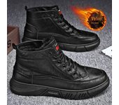 Botas altas de cuero para hombre, de invierno, negras, impermeables, antideslizantes y con forro de terciopelo, estilo Martin. 44