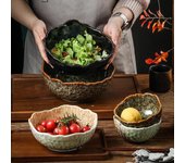 Cuenco de cerámica irregular con forma de martillo japonés, cuenco para ensalada, plato de fruta para el hogar, vajilla creativa, cuenco para postre, cuenco para cereales y desayuno.