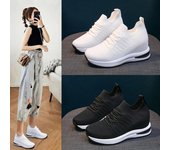 Zapatillas de deporte de plataforma de moda para mujer, zapatos vulcanizados cómodos de primavera, zapatos con cordones de malla, zapatillas informales transpirables para correr, tenis femeninos 37 negro