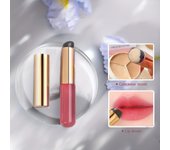 Brocha de maquillaje profesional, brocha de silicona para labios para una aplicación perfecta de lápiz labial, brillo de labios portátil y brocha para mezclar corrector rosa brillante