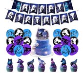 44 piezas de decoraciones para fiesta de cumpleaños de lobo que incluyen pancarta y globo para decoración de tartas.