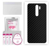 apgo Protective Skin Sticker for the back compatible with Xiaomi Redmi Note 8 Pro, Wrap Film, Foil, Vinyl - Pattern Carbon Black