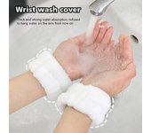 Pulsera de muñeca para lavarse la cara, no más gotas de agua al cepillarse los dientes, manga impermeable para el brazo y protector de muñeca para mantenerse seco hasta el codo, banda absorbente blanco