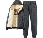 Conjunto deportivo para hombre de chaqueta de algodón polar de cordero, chaleco con calidez de polar, conjunto de dos piezas de invierno de talla grande 8XL